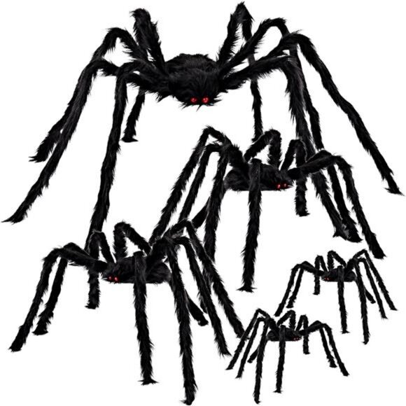 Halloween Realistic Hairy Spiders Set (5 Packs), Halloween Spider Props - Picture 1 of 8